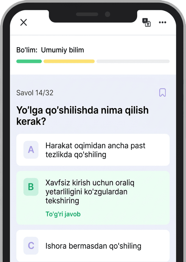 nazariy test amaliy test savoli